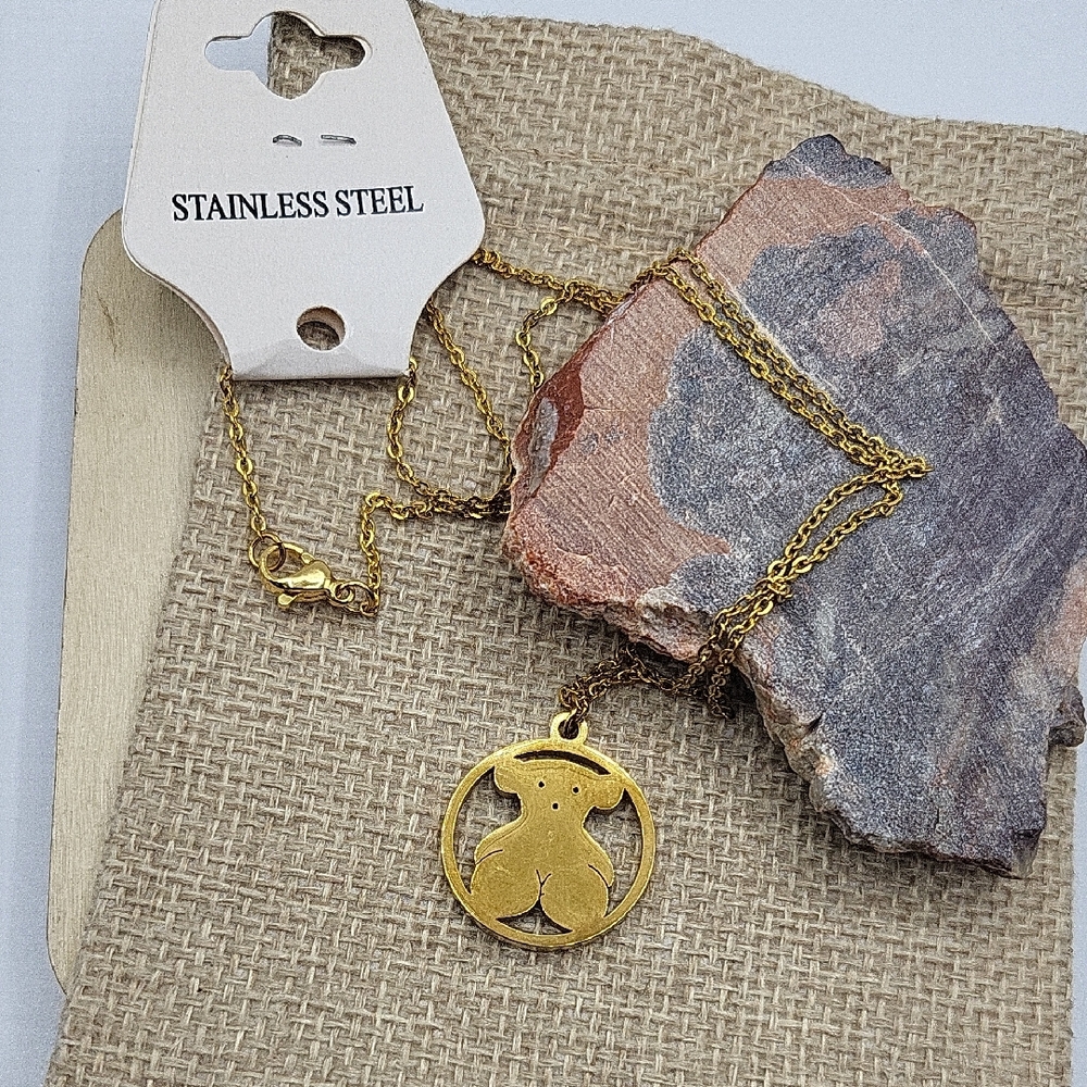 18k Plated Stainless Steel Bear Necklace